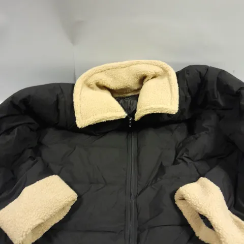 CENTIGRADE PADDED COAT WITH BORG TRIMS- BLACK 3XL