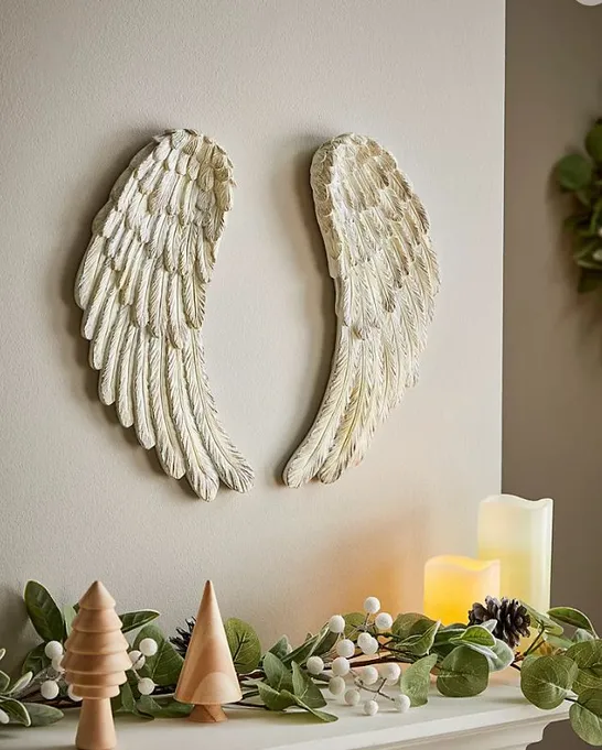 FOUR BRAND NEW BOXED ANGEL WINGS CHRISTMAS WALL HUNG ORNAMENTS