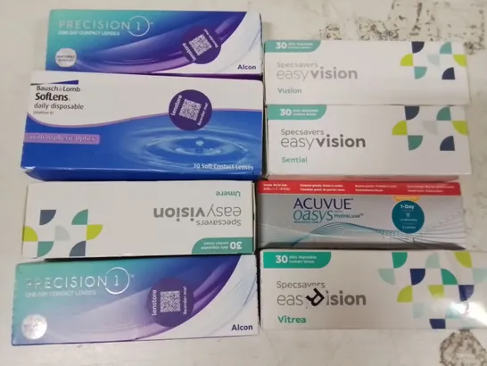 LARGE QUANTITY OF ASSORTED EYE CARE ITEMS TO INCLUDE CONTACT LENSES FROM ACUVUE, PRECISION1 AND SPECSAVERS