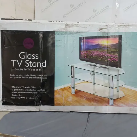 LIVING GLASS TV STAND - COLLECTION ONLY - GLASS