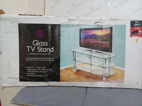 LIVING GLASS TV STAND - COLLECTION ONLY - GLASS