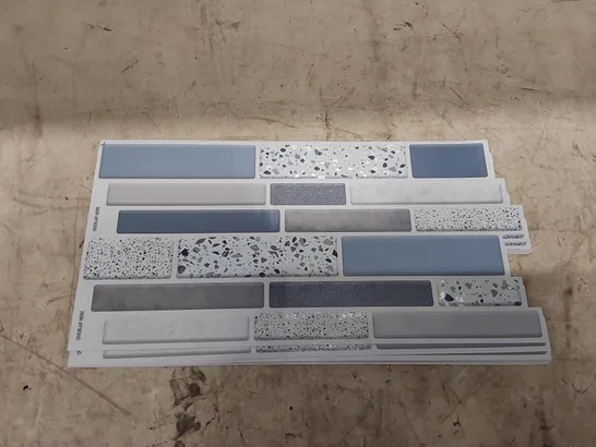 BOXED TERRAZZO 14CM W X 28.5CM SILVER TOUCH BLUE AND GREY MOSAIC WALL TILES // APPROXIMATELY 12 PIECES (1 BOX)