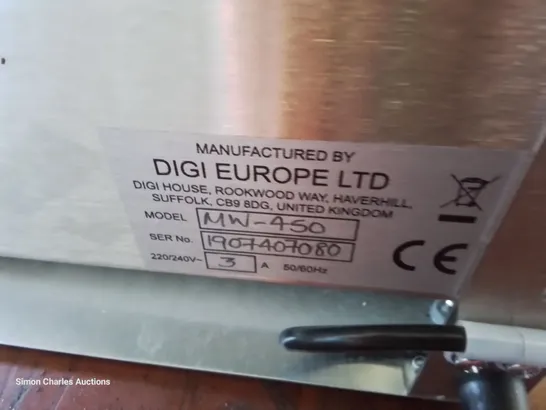 DIGI EUROPE COUNTERTOP TRAY WRAPPING MACHINE - STAINLESS STEEL - MODEL MW450 - 240V