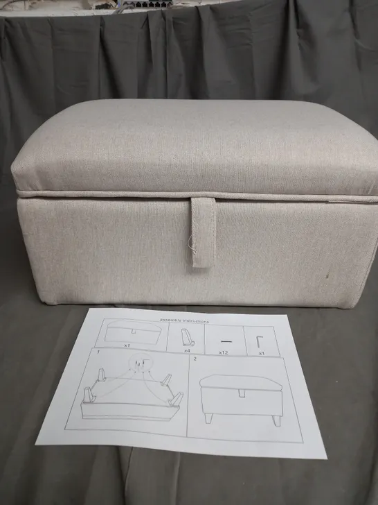 BOXED LIVING AND HOME OTTOMAN WITH STORAGE COMPARTMENT IN BEIGE