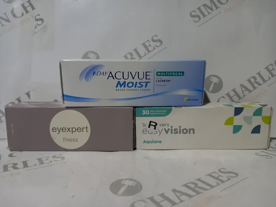 APPROXIMATELY 20 ASSORTED HEALTH CARE ITEMS TO INCLUDE EYE EXPERT FINESS CONTACT LENSES, 1-DAY ACUVUE MOIST CONTACT LENSES, ETC