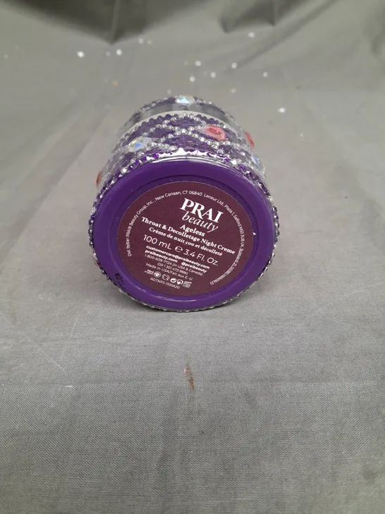 BOXED AND SEALED PRAI BEAUTY AGELESS THROAT AND DECOLLETAGE NIGHT CRÈME 100ML PURPLE