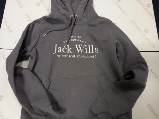 JACK WILLS LONG SLEEVE DRAW STRING HOODED JUMPER IN STONE GREY - WOMENS UK 12