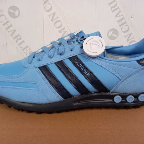 BOXED PAIR OF ADIDAS TRAINERS (BLUE), SIZE 10 UK