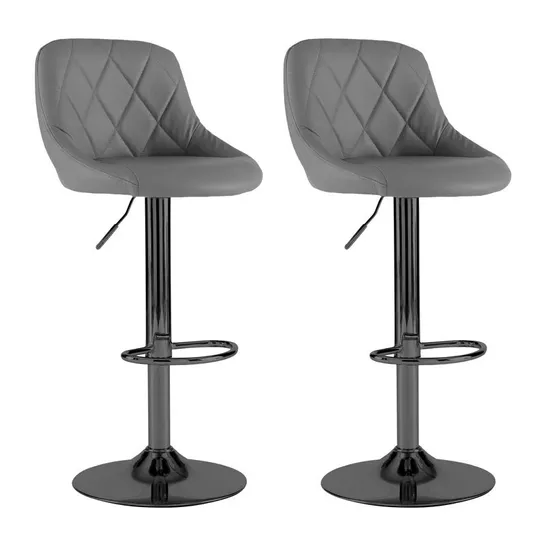 BOXED SET OF 2 NEO MADRID FAUX LEATHER SWIVEL BAR STOOLS - DARK GREY (1 BOX)