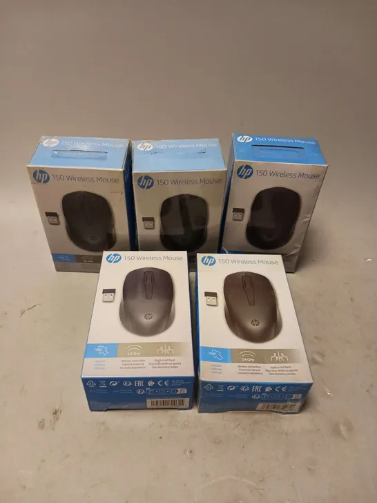 BOXED LOT OF 5 HP 150 WIRELESS MOUSE