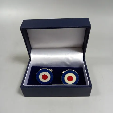 BOXED SILVER PLATED ROUNDEL CUFFLINKS 