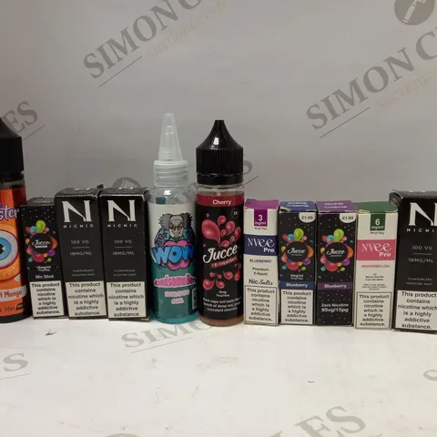 LOT OF APPROX 30 ASSORTED E-CIGARETTE LIQUIDS IN VARIOUS STRENGTHS AND FLAVOURS 