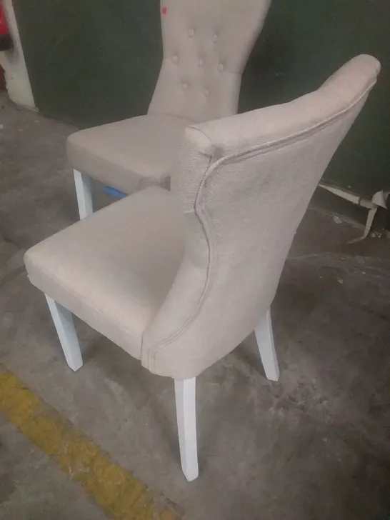 X2 BEWLEY BEIGE BUTTON BACK DINING CHAIR 