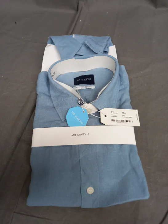 MR MARVIS ANTARCTICS THE LINEN SHIRT IN BLUE - LARGE