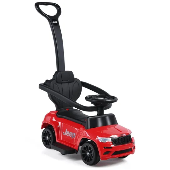 BOXED 3-IN-1 KIDS RIDE-ON PUSH CAR WITH ADJUSTABLE VISOR - RED