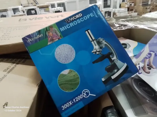 PALLET CONTAINING VARIOUS ASSORTED ITEMS TO INCLUDE: ELECTRIC FOOT MASSAGER, TURNTABLE SYSTEM, KIDS MUD KITCHEN PLAYLET AND LOTS MORE UNMARKED BOXED ITEMS