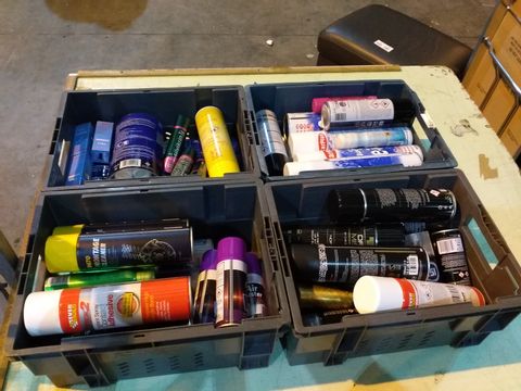 4 TRAYS OF ASSORTED AEROSOLS TO INCLUDE: INSTANT SPRAY CONTACT ADHESIVE, AIR DUSTER, DE-ICER ETC
