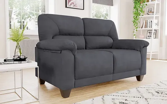 BOXED DESIGNER AUSTIN SLATE GREY PLUSH FABRIC TWO SEATER SOFA