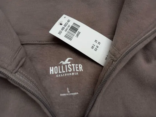 HOLLISTER HALF ZIP CROPPED JUMPER IN BROWN - L