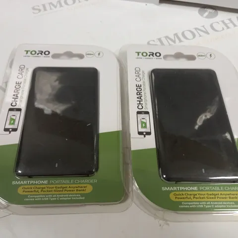 LOT OF 2 TORO CHARGE CARD PORTABLE SMARTPHONE CHARGERS