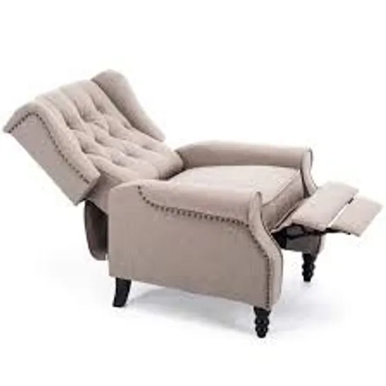 BOXED ALTHORPE PUMICE LINEN PUSHBACK RECLINING EASY CHAIR (1 BOX) RRP £379.99