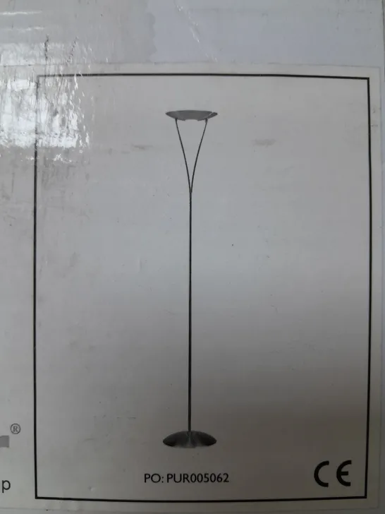 BOXED DAR LIGHTING OPUS 1-LIGHT FLOOR LAMP IN SATIN CHROME FINISH 