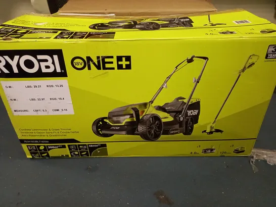 RYOBI 18V ONE+ CORDLESS 33CM LAWNMOWER AND TRIMMER