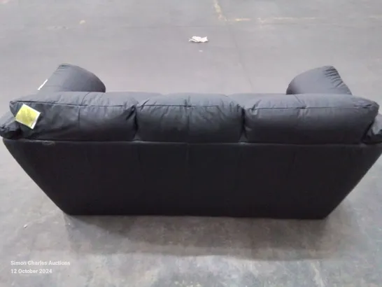 QUALITY DESIGNER BLACK FAUX LEATHER UPHOLSTERED 3 SEATER SOFA