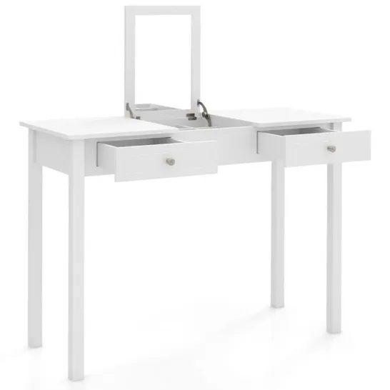 BOXEE COSTWAY VANITY DESK WITH FLIP TOP MIRROR - WHITE