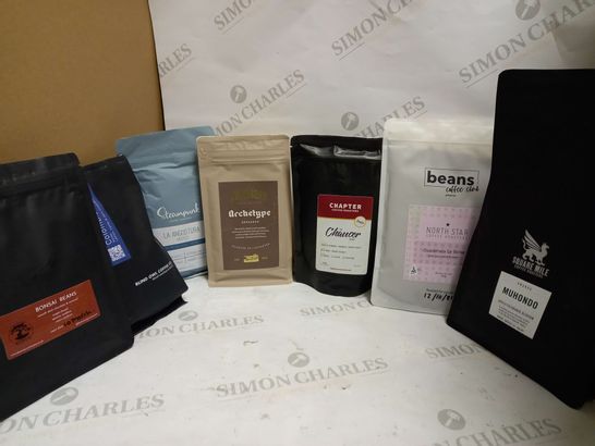 LOT OF 7 ASSORTED PACKS OF COFFEE GROUNDS & BEANS