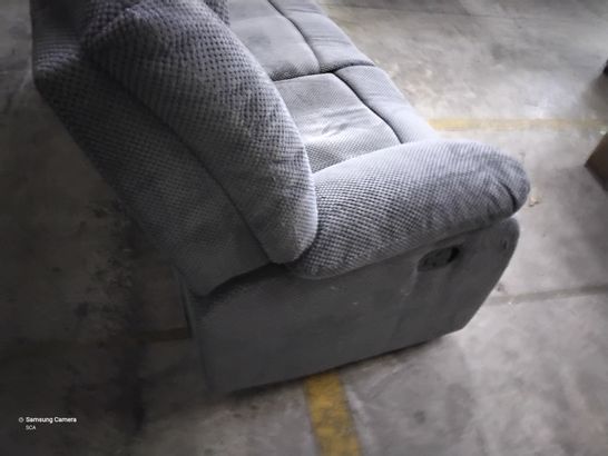 DESIGNER DOTTED GREY FABRIC MANUAL RECLINING THREE SEATER SOFA 