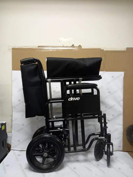 BARIATRIC STEEL TRANSPORT CHAIR (BLACK) - COLLECTION ONLY