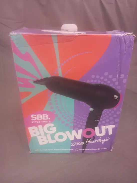 BOXED SBB STYLE TOOLS BIG BLOWOUT 2200W HAIRDRYER