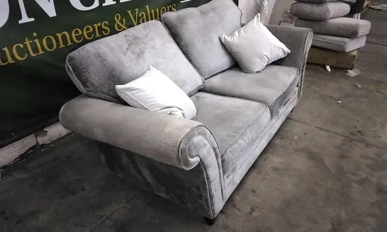 QUALITY DESIGNER LIGHT GREY FABRIC 2 SEATER SOFA 