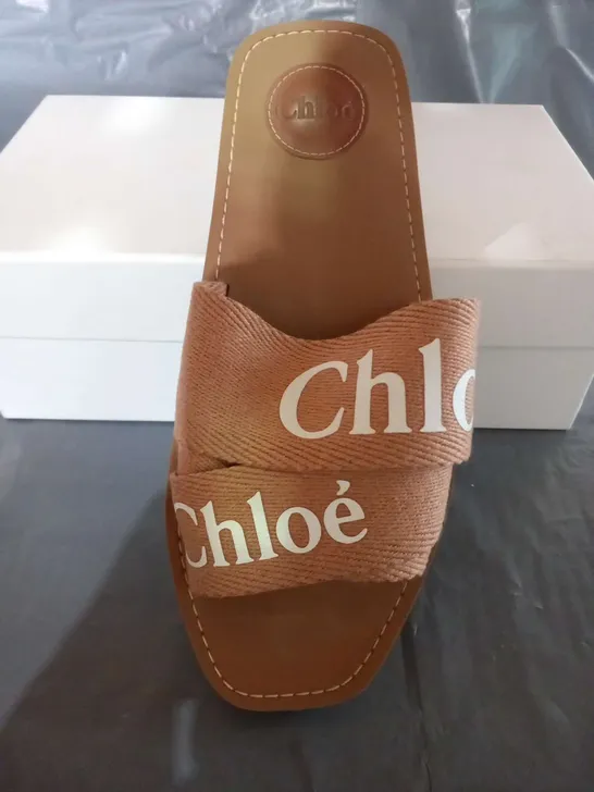 BOXED CHLOE WOODY MULE PALE PINK CANVAS SIZE 39