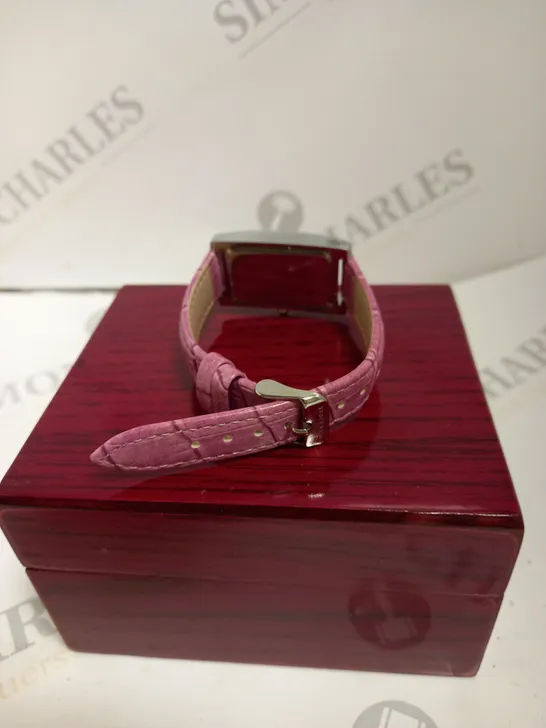 LADIES STOCKWELL WATCH – TEXTURED DIAL WITH SUB DIAL MINUTE HAND – PINK LEATHER STRAP.