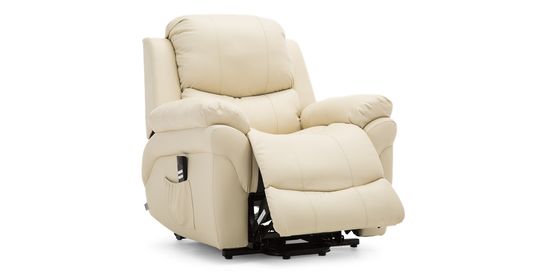 BOXED MADRID CREAM FAUX LEATHER DUAL POWER RISE & RECLINING EASY CHAIR 