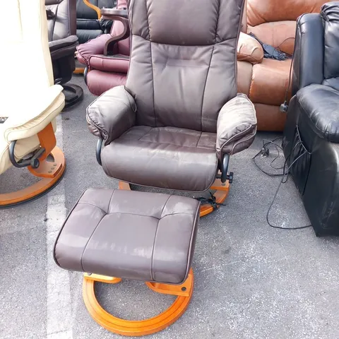 DESIGNER SANTIAGO BROWN SWIVEL CHAIR WITH FOOTSTOOL