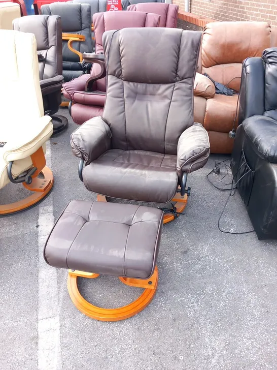 DESIGNER SANTIAGO BROWN SWIVEL CHAIR WITH FOOTSTOOL