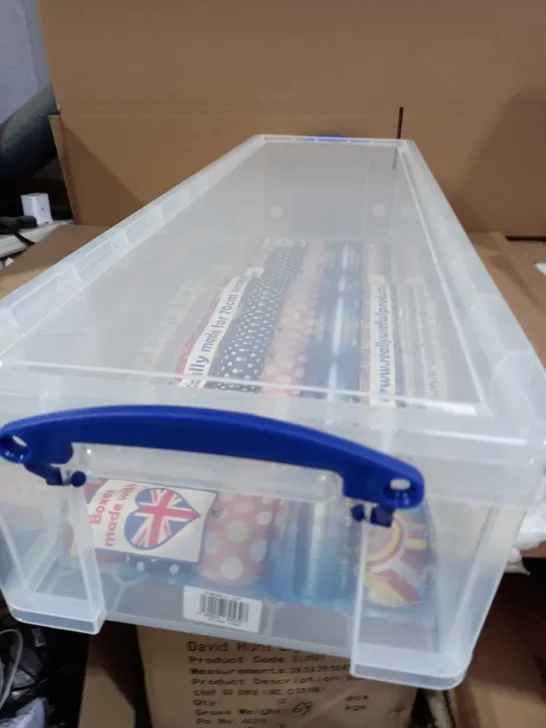 REALLY USEFUL BOX 22L CLEAR WITH CLIP LOCK HANDLES