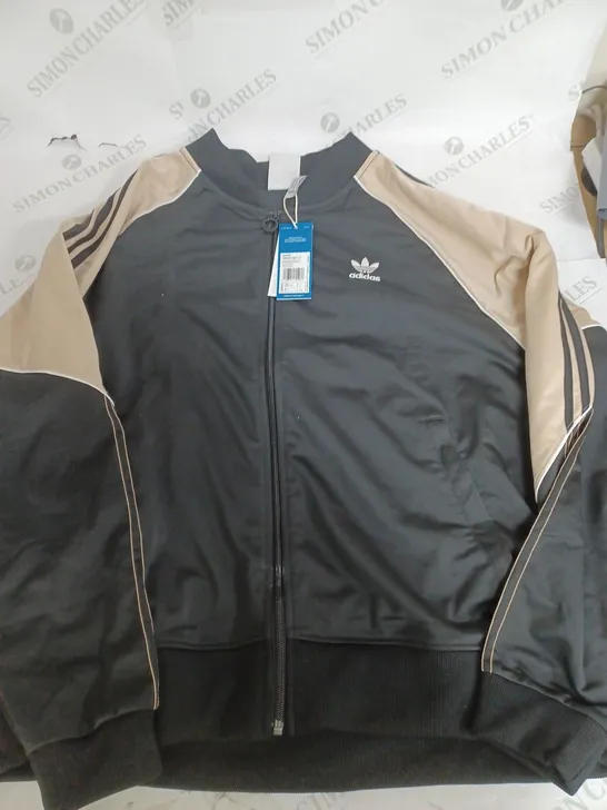 ADIDAS TRICOT BEIGE & BLACK JACKET - LARGE