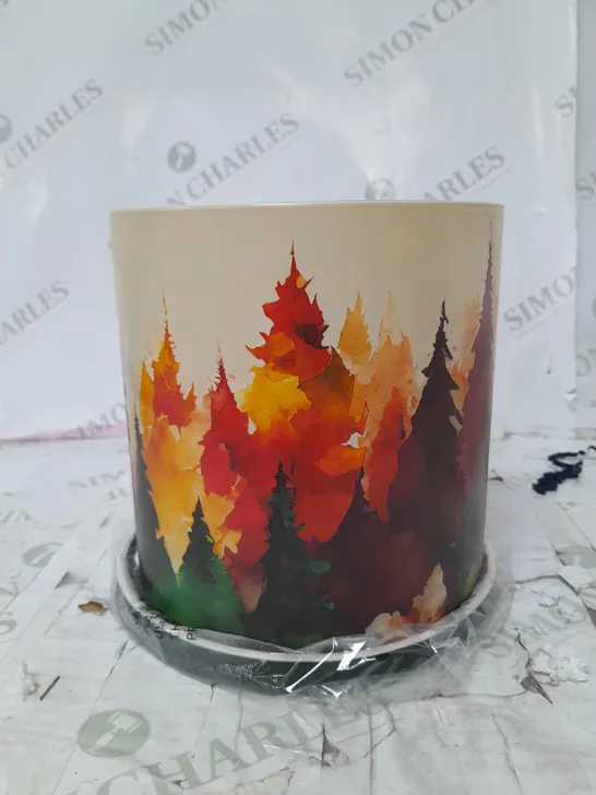 BOXED HOMEWORX GLASS CANDLE SURROUND WITH AUTUMN TREE DESIGN 