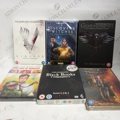 LOT OF APPROXIMATELY 24 ASSORTED DVDS, TO INCLUDE BLACK BOOKS, LITTLE SHOP OF HORRORS, GAME OF THRONES, ETC