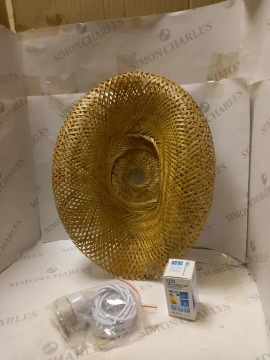 BRAND NEW BOXED DESIGNER WICKER LIGHT SHADE 