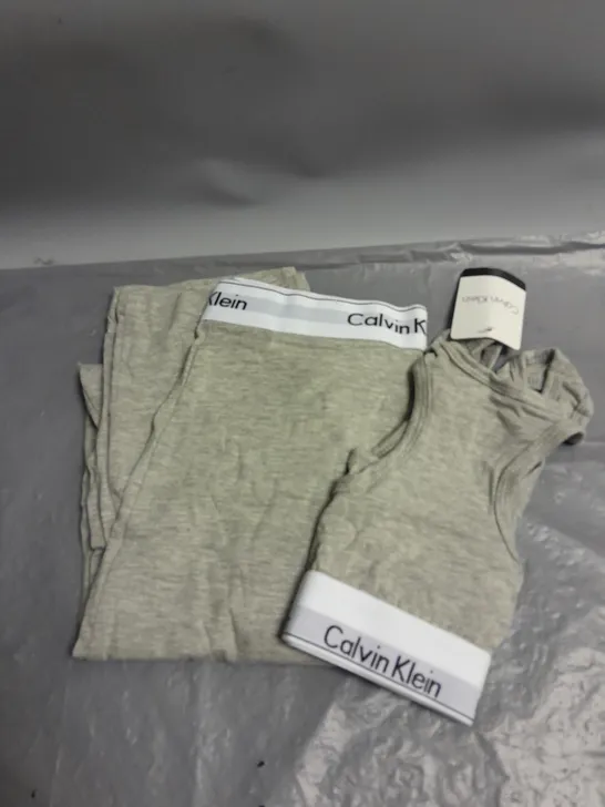 CALVIN KLEIN LADIES CROP TOP AND LEGGINGS SET GREY MARL XL