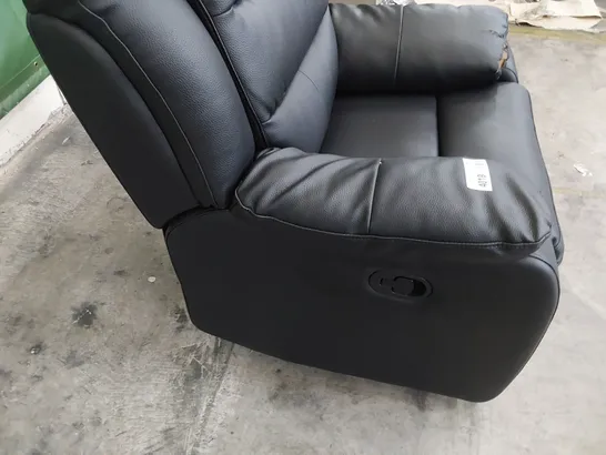 DESIGNER MANUAL RECLINING EASY CHAIR BLACK FAUX LEATHER 