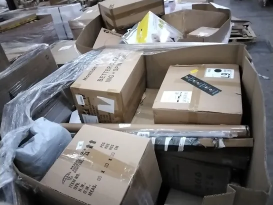 PALLET OF ASSORTED ITEMS INCLUDING AIR FRYER, SNOW SHOVEL, MATTRESS TOPPER, STEAM IRON AND HOT ASH VACUUM