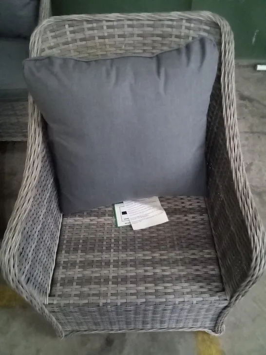 5X RATTAN GARDEN CHAIRS GREY WITH CUSHIONS 