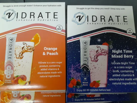 LOT OF 6 10-PACKS OF VIDRATE HYDRATION DRINKS - BERRY & ORANGE