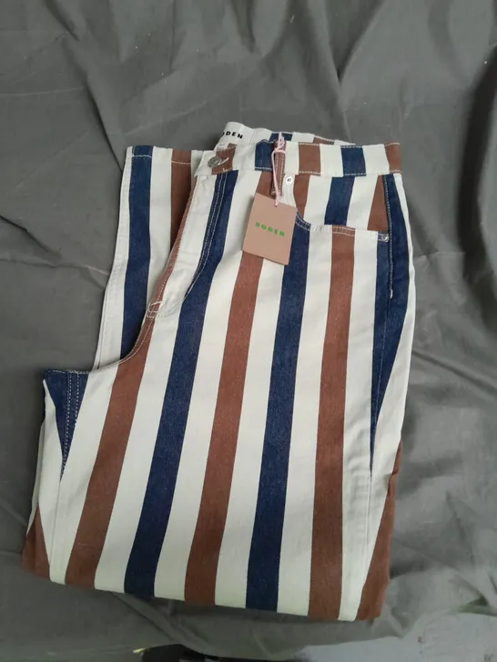 BODEN TAPERED LEG HIGH RISE STRIPED JEANS WAIST 31IN REGULAR